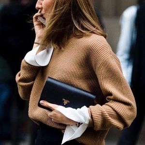 Mock Neck Ribbed Tan Sweater